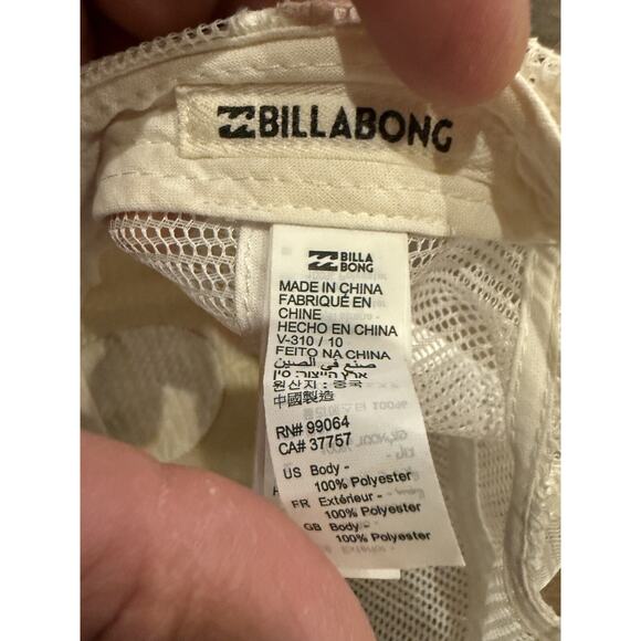 Billabong Womens White Blue Beach Logo Adjustable SnapBack Trucker Hat Mesh Cap - Picture 8 of 8